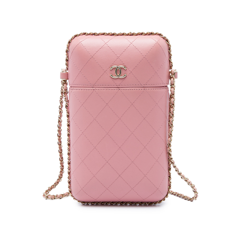 Pre-Loved Chanel CC Quilted Lambskin Chain Around Phone Holder